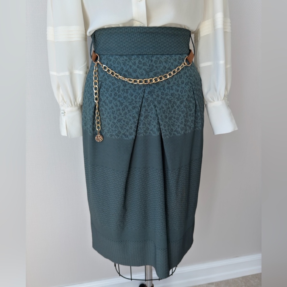Piazza Sempione Elegant Gray/Green  Skirt Made in Italy Size S.